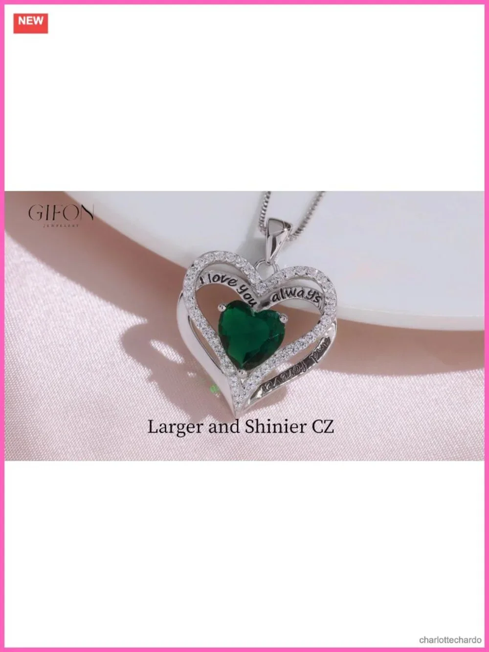 S925 Sterling Silver Heart Pendant Necklace I Love You Always Forever
